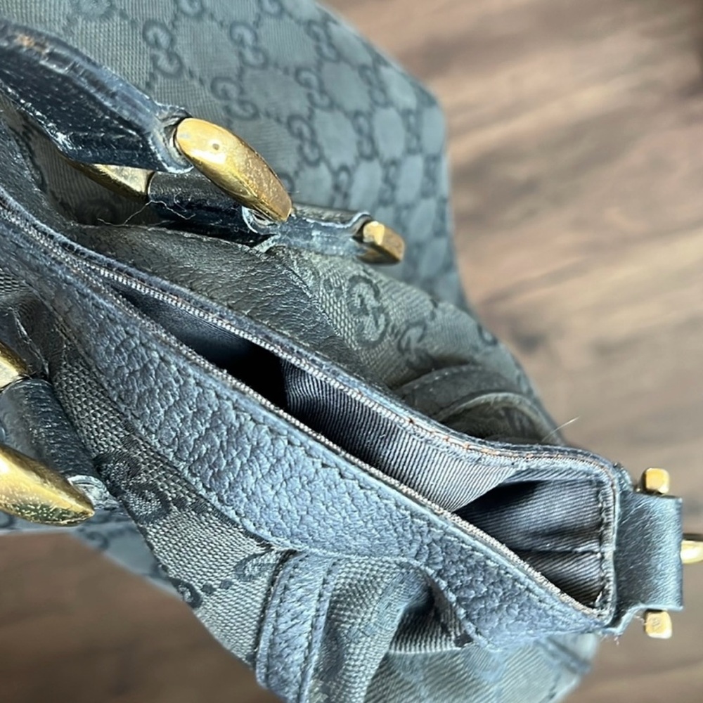 Gucci Black Monogram Hobo Bag with Gold Hardware - Picture 12 of 16